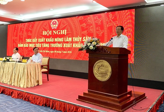 Phó Thủ tướng Chính phủ Hồ Quốc Dũng phát biểu tại Hội nghị thúc đẩy xuất khẩu nông lâm thủy sản đảm bảo mục tiêu tăng trưởng xuất khẩu năm 2026.