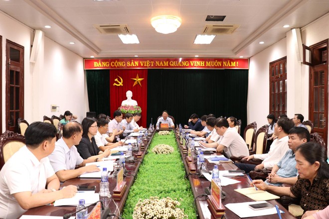 Phó Chủ tịch thường trực UBND tỉnh Trần Song Tùng chủ trì Hội nghị nghe báo cáo tiến độ triển khai các hoạt động Tuần Du lịch Ninh Bình 2026.Ảnh: Minh Huế