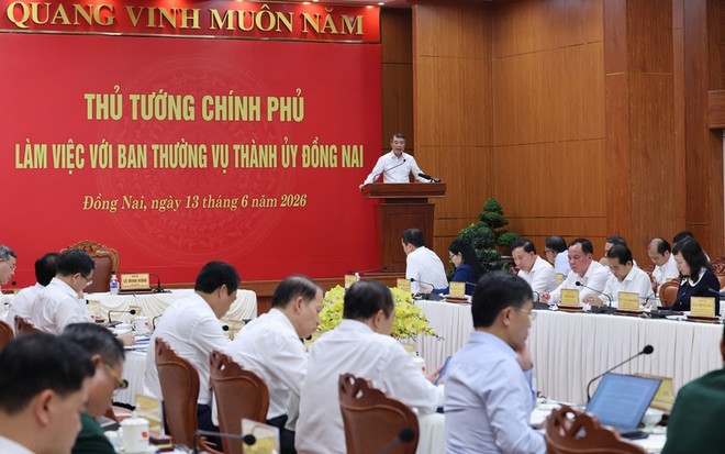 Thủ tướng Lê Minh Hưng phát biểu chỉ đạo tại buổi làm việc với Thành ủy Đồng Nai chiều 13/6 - Ảnh: VGP