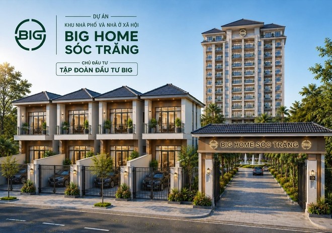 Phối Cảnh dự án Khu Nhà Phố & Nhà Ở Xã Hội ở phường Sóc Trăng, TP. Cần Thơ do BIG làm chủ đầu tư.