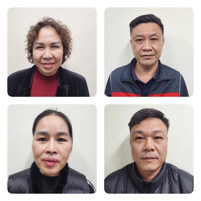 Bị can Chu Thị Thành, Chủ tịch Tập đoàn Thiên Minh Đức (trên cùng bên trái) và một số đối tượng trong vụ án. Ảnh: BCA