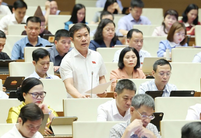 Đại biểu Nguyễn Khánh Vũ phát biểu - Ảnh: Quang Phúc.