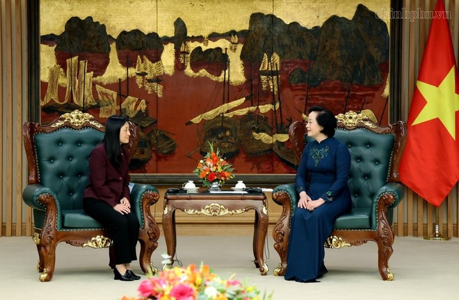 Phó Thủ tướng Phạm Thị Thanh Trà tiếp Đại sứ Hoa Kỳ tại Việt Nam Jennifer Wicks. Ảnh: Chinhphu.vn/Thu Giang