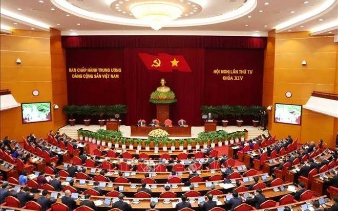 Phiên Khai mạc Hội nghị lần thứ tư Ban Chấp hành Trung ương Đảng khóa XIV. (Ảnh: Phương Hoa/TTXVN)