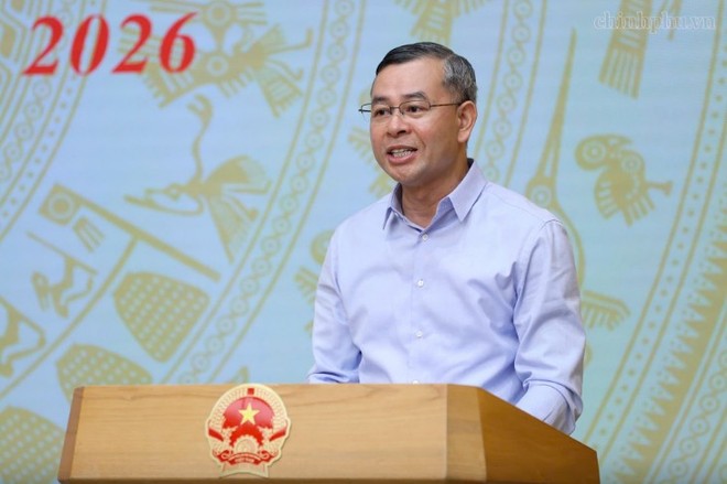 Bộ trưởng Bộ Tài chính Ngô Văn Tuấn báo cáo tại Hội nghị.