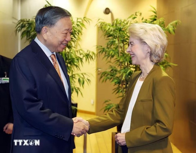 Chủ tịch Ursula von der Leyen nhiệt liệt chào mừng Tổng Bí thư, Chủ tịch nước Tô Lâm và Đoàn đại biểu cấp cao Việt Nam thăm chính thức EU