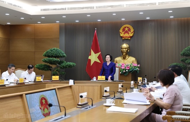 Phó Thủ tướng Phạm Thị Thanh Trà chủ trì Phiên họp lần thứ nhất Ban Công tác liên ngành đối ngoại và hội nhập quốc tế về văn hóa, xã hội, giáo dục - đào tạo - Ảnh: chinhphu.vn