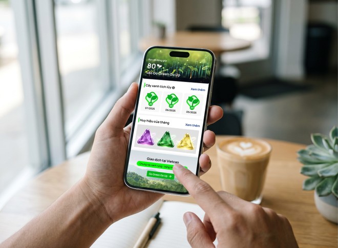 Giao diện Go Green Go Up trên Vietcap App ghi nhận số cây quy đổi từ hoạt động giao dịch tại Vietcap.