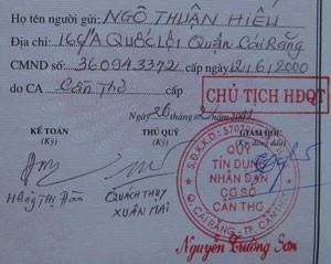 Sổ tiết kiệm ông Sơn giao cho ông Hiếu