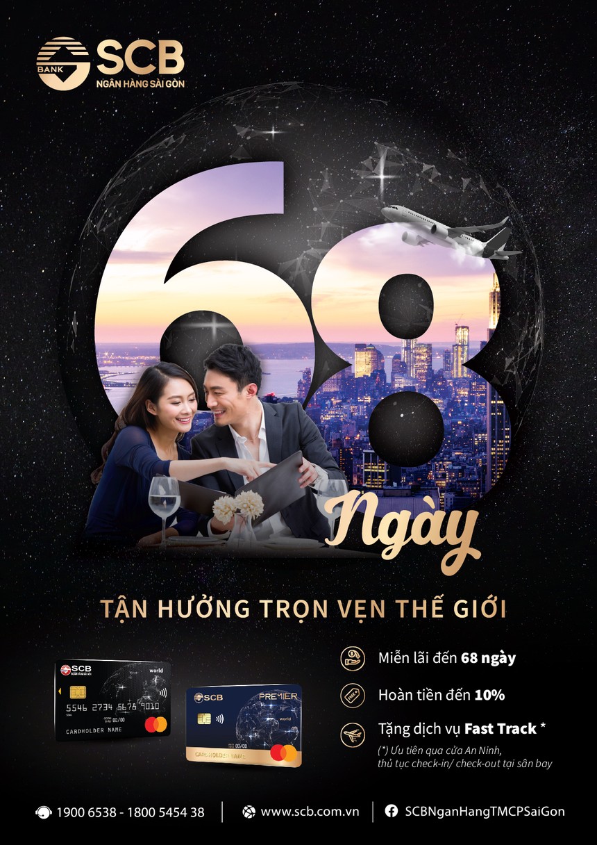 SCB Mastercard World: Thời gian miễn lãi suất lên đến 68 ngày