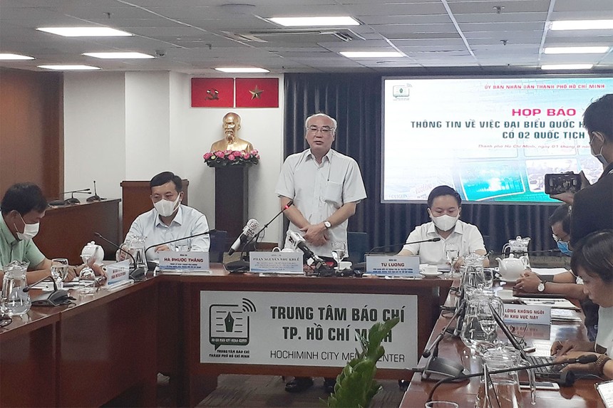 Ông Phan Nguyễn Như Khuê, Trưởng ban Tuyên giáo Thành ủy TP.HCM thông tin tại buổi họp ngày 1/9.