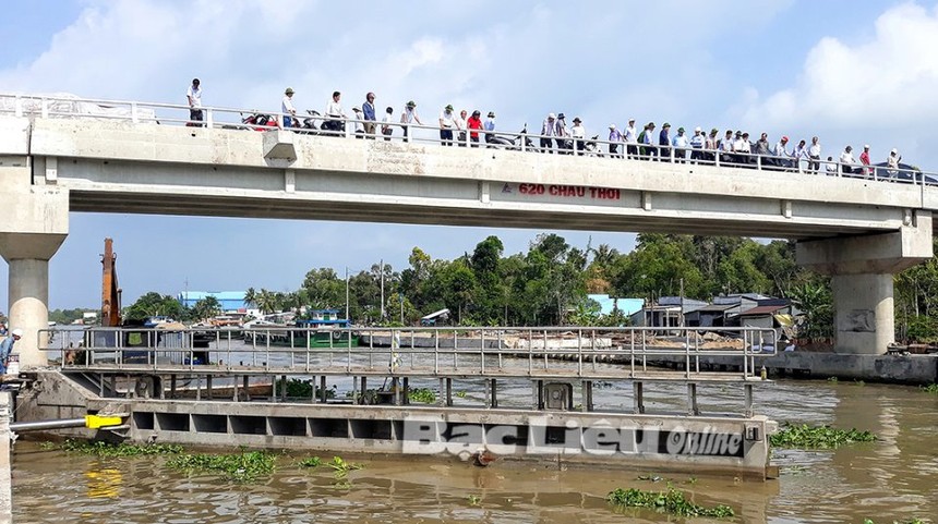 Cống âu thuyền Ninh Quới nằm trên kênh Quản Lộ - Phụng Hiệp góp phần điều tiết mặn - ngọt cho 3 tỉnh Bạc Liêu, Sóc Trăng và Hậu Giang. Ảnh: Báo Bạc Liêu