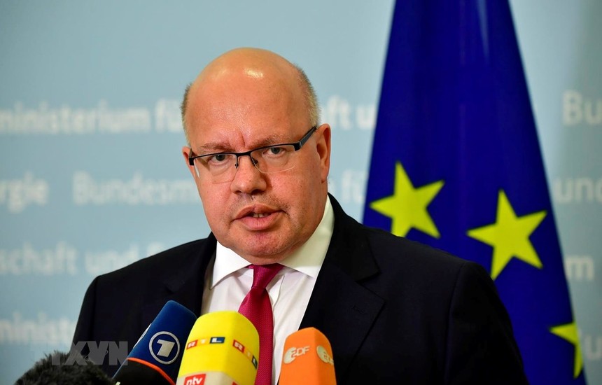 Bộ trưởng Kinh tế Đức Peter Altmaier phát biểu trong cuộc họp báo tại thủ đô Berlin. (Ảnh: AFP/TTXVN)