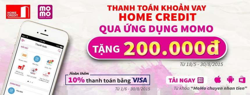 Thanh toán khoản vay Home Credit qua Ứng dụng MoMo