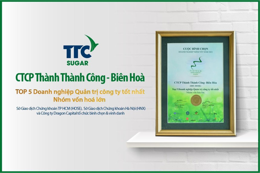 SBT tiếp tục được vinh danh Top 5 Doanh nghiệp Quản trị công ty tốt nhất năm 2021 – Nhóm vốn hóa lớn