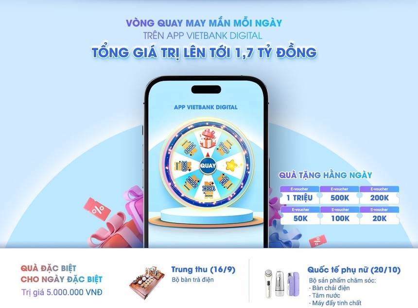 Vietbank ra mắt chương trình khuyến mãi "quà tặng tiền tỷ - chào thu hết ý"