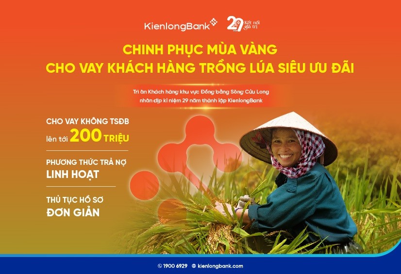 KienlongBank triển khai nguồn vốn vay nhiều ưu đãi cho bà con trồng lúa