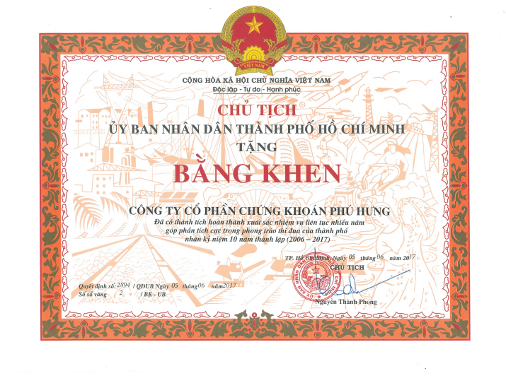 PHS nhận bằng khen của Ủy Ban Nhân dân TPHCM