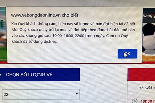 Thông báo bán hết vé đợt đầu tiên.