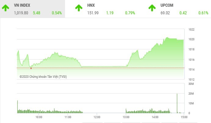 Giao dịch chứng khoán chiều 3/12: Nhiều mã nổi sóng, VN-Index hụt mốc 1.020 điểm