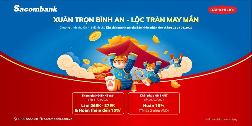 Sacombank dành ưu đãi hấp dẫn cho khách hàng tham gia bảo hiểm nhân thọ