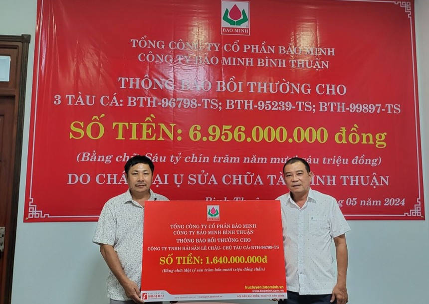Bảo Minh bồi thường hơn 6,9 tỷ đồng cho 3 tàu cá bị cháy tại Bình Thuận