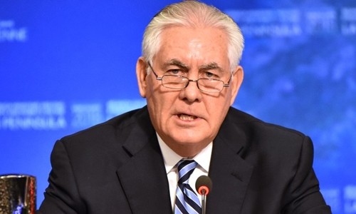 Ngoại trưởng Mỹ Rex Tillerson phát biểu tại phiên họp của 20 nước về vấn đề Triều Tiên ở Vancouver, Canada, ngày 16/1. Ảnh: AFP.