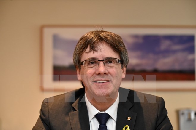 Ông Carles Puigdemont trong cuộc họp tại Brussels, Bỉ ngày 12/1. (Nguồn: AFP/TTXVN)