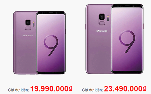 Giá dự kiến bộ đôi Galaxy S9 và Galaxy S9+ tại một hệ thống bán lẻ.