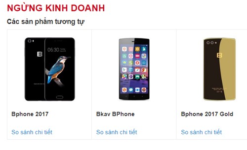 Thông báo Bphone bị ngừng kinh doanh trên TGDD.