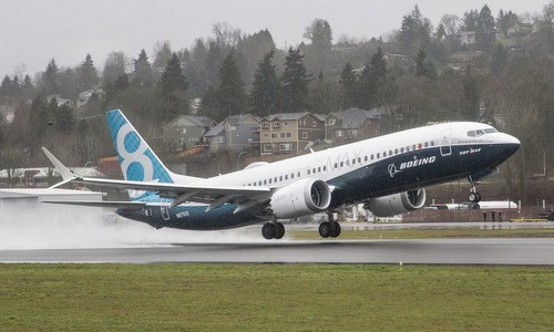 Nguyên mẫu Boeing 737 MAX 8 trong một chuyến bay thử nghiệm. Ảnh: Boeing.