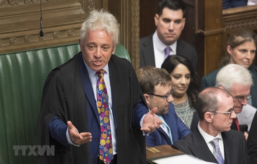 Chủ tịch Hạ viện Anh John Bercow (trái) phát biểu tại phiên họp của Hạ viện ở London ngày 9/9/2019. (Nguồn: AFP/TTXVN).