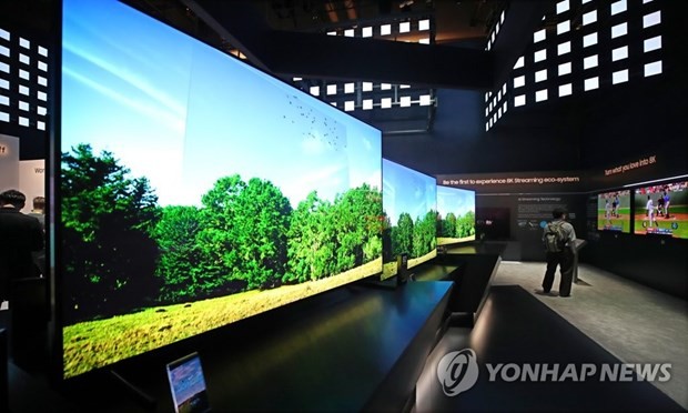 Các sản phẩm tivi của Samsung tại CES 2019. (Nguồn: Yonhap)