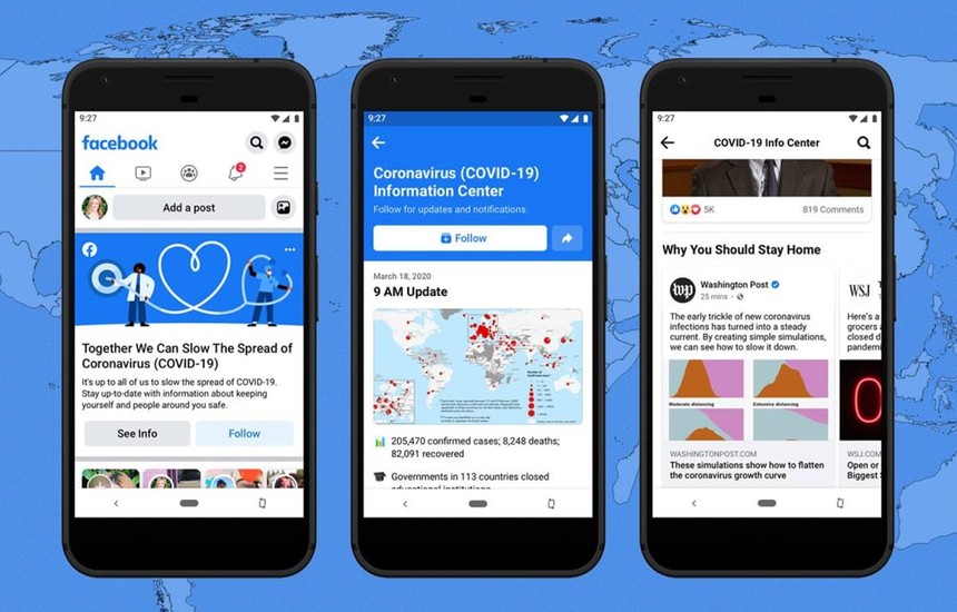 Giao diện trung tâm thông tin COVID-19 trên ứng dụng Facebook. (Nguồn: Facebook).