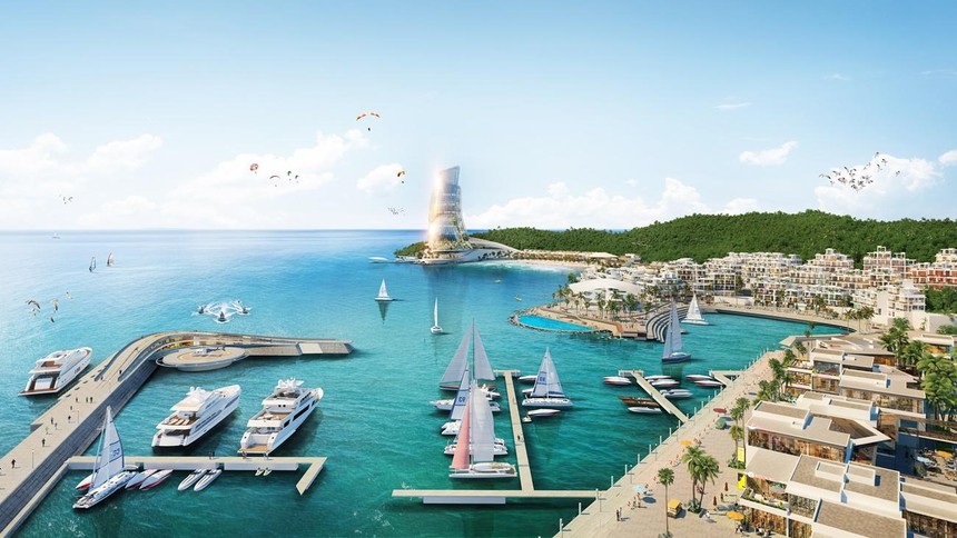 Hon Thom Paradise Island - siêu tổ hợp giải trí - nghỉ dưỡng - đầu tư đang được phát triển. Ảnh phối cảnh minh họa Sun Property.