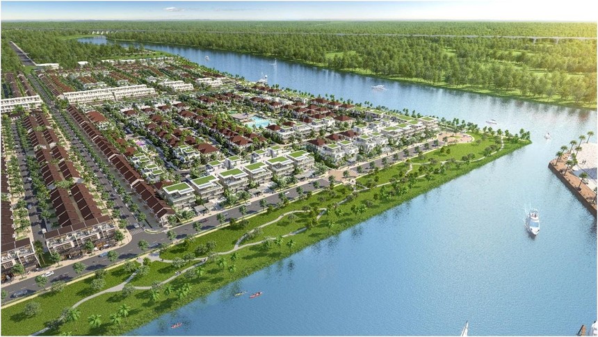 Khu compound The Aqua được ôm trọn bởi sông Vàm Cỏ Đông và Vịnh nước ngọt nhân tạo 8,6 ha.