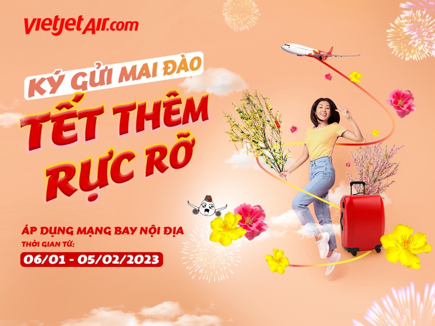 Mang Xuân về nhà, Vietjet vận chuyển mai, đào Tết 2023