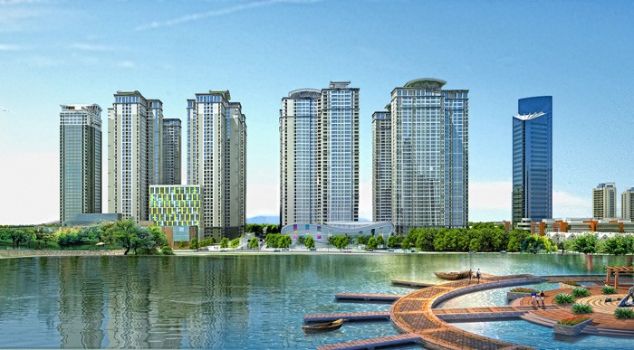 Hồ điều hòa trước khuôn viên tổ hợp Goldmark City