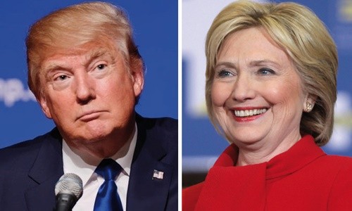 Donald Trump (trái) và Hillary Clinton. Ảnh:KQED News.