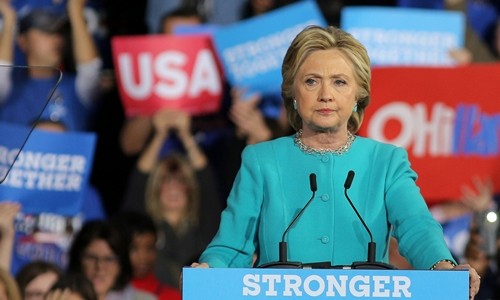 Ứng viên tổng thống đảng Dân chủ Hillary Clinton. Ảnh:Reuters