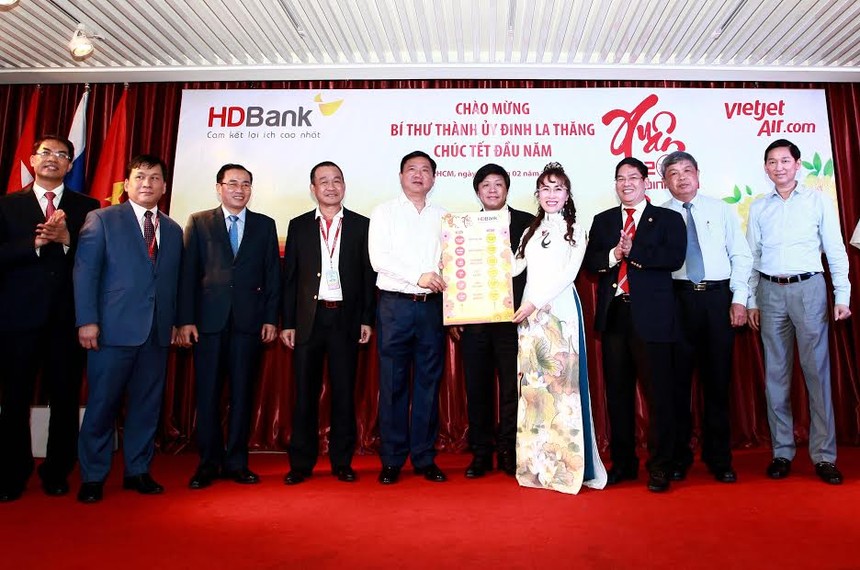 Bí thư Thành ủy TP.HCM Đinh La Thăng chúc Tết HDBank và Vietjetair