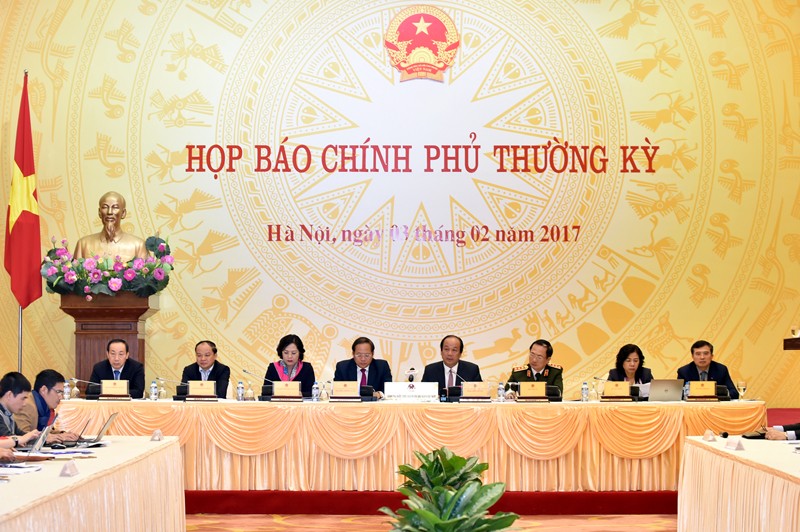 Toàn cảnh phiên họp báo Chính phủ thường kỳ tháng 1/2017. Ảnh: VGP/Nhật Bắc 