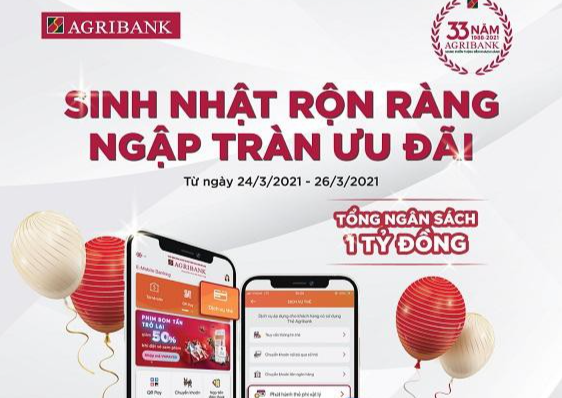 Agribank khuyến mại lớn mừng sinh nhật lần thứ 33