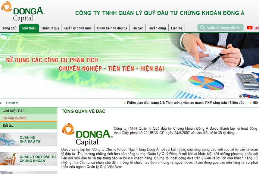 Công ty Quản lý Quỹ đầu tư chứng khoán Đông Á tiếp tục lỗ