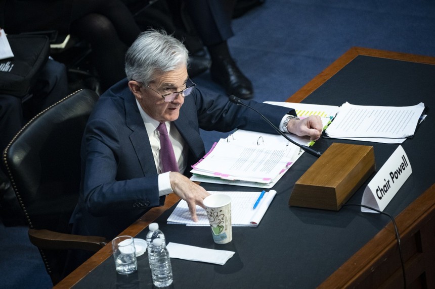 Chủ tịch Fed Jerome Powell tại phiên điều trần trước Quốc hội ngày 13/11. Ảnh: Bloomberg.