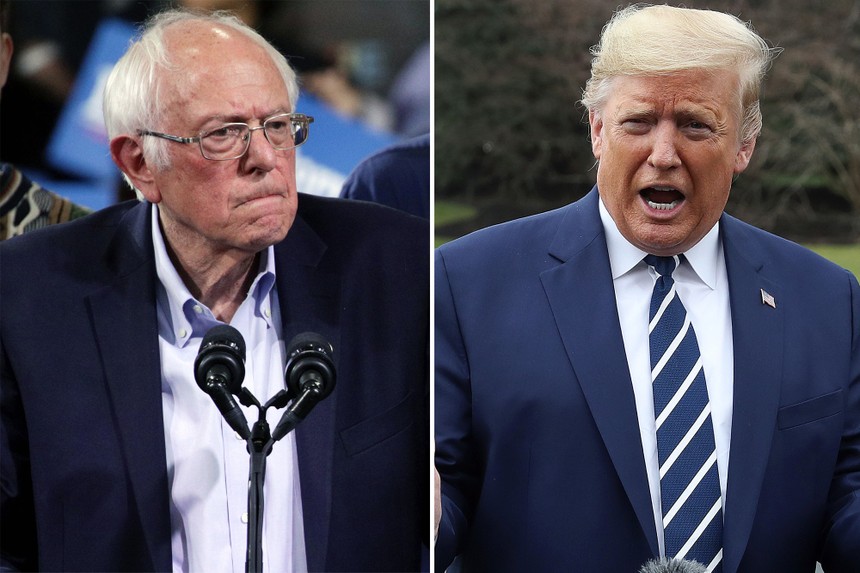 Thượng nghị sĩ Bernie Sanders và Tổng thống Mỹ Donald Trump. Ảnh: NYP.