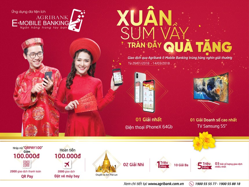 “Tết sum vầy, tràn đầy quà tặng cùng Agribank E – Mobile banking” 