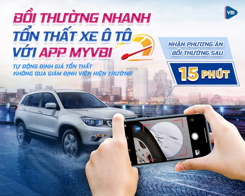 Chụp ảnh khai báo bồi thường xe ô tô siêu tiện lợi với APP MY VBI


