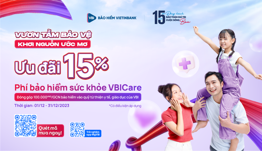 Giảm tới 15% phí Bảo hiểm sức khỏe VBICare 