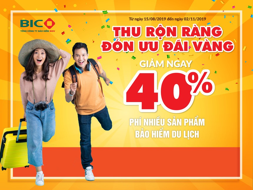 Ưu đãi 40% khi mua bảo hiểm du lịch tại BIC